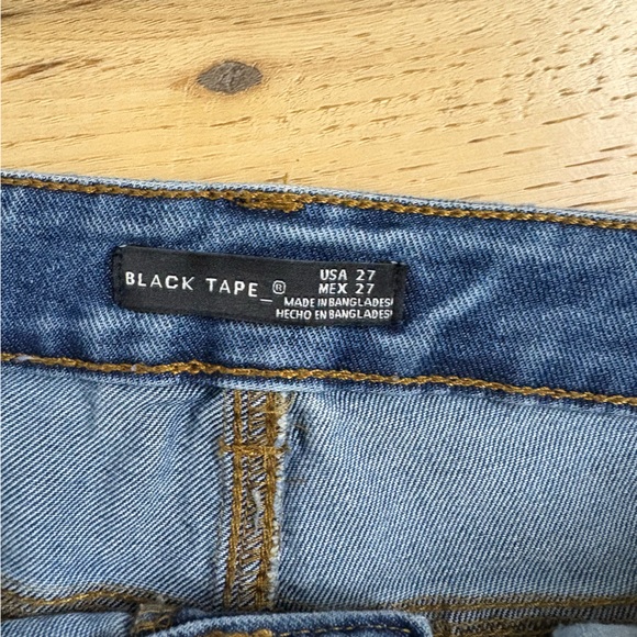 Black Tape_ Distressed High-Rise Denim Shorts - Blue - Picture 2 of 3